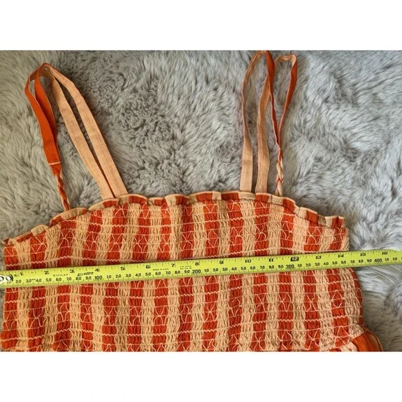 NWT New Anthropologie Red Motif Smocked Midi Dress Cotton Size S Boho Bohemian - Picture 6 of 8